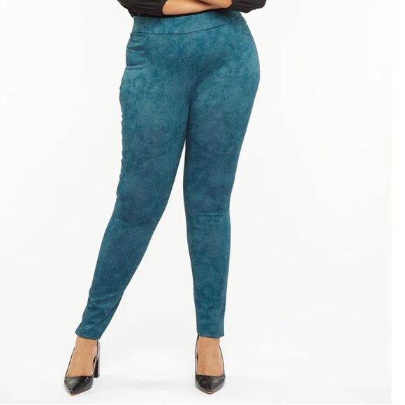 NYDJ Modern Legging Pull on Jeans Cheshire Hill Dark Teal Green Size 8 NWT $99